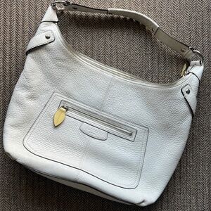 COACH Purse | Ivory Off-White Silver Hardware Front Pocket Zip Logo | Medium